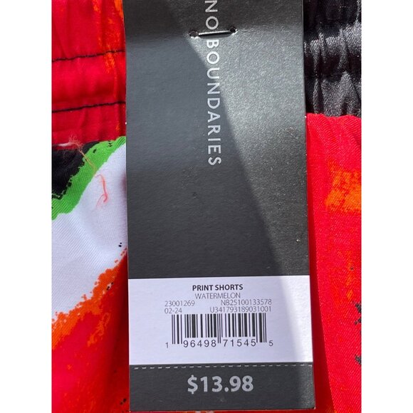 No Boundaries Mens Watermelon Print Swim Shorts XS (27) Polyester Black/Red - Picture 5 of 7